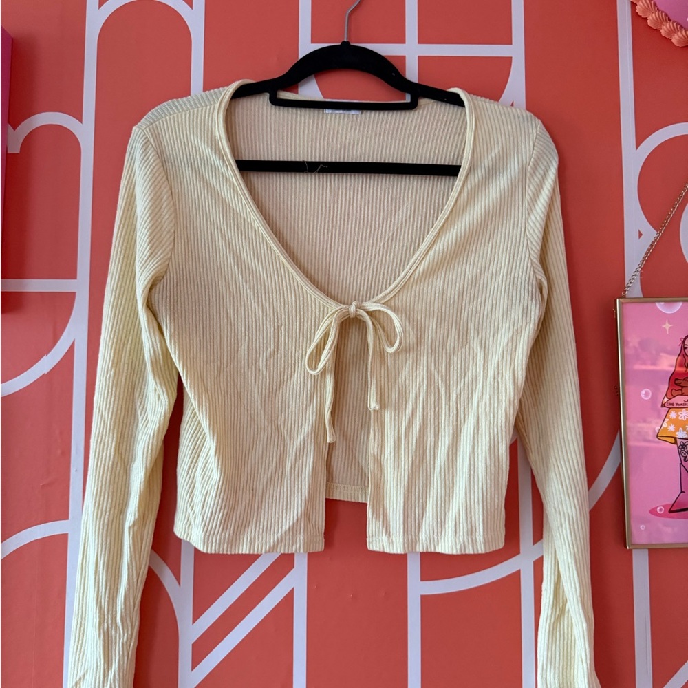 Butter Yellow Ribbed Long Sleeve Top